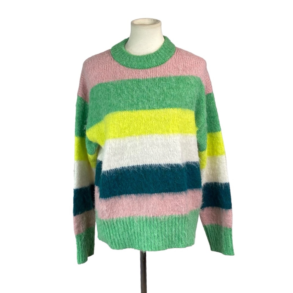 Woman’s A New Day fuzzy multicolor striped sweater size L